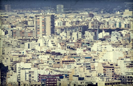 Aerial view of Palma de Mallorca - vintage photo