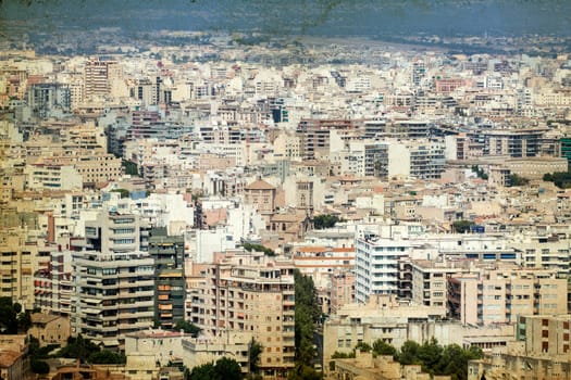 Aerial view of Palma de Mallorca - vintage photo