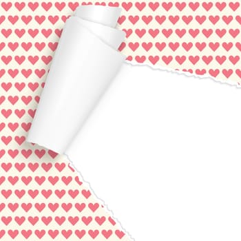 vector of ripped open paper hearts background