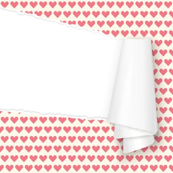 vector of ripped open paper hearts background