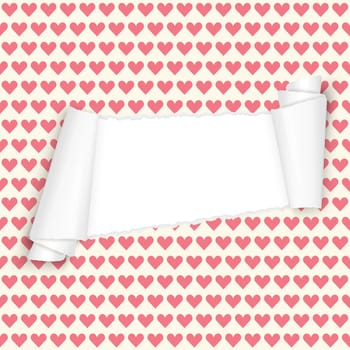 vector of ripped open paper hearts background