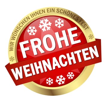 Button with banner " FROHE WEIHNACHTEN """