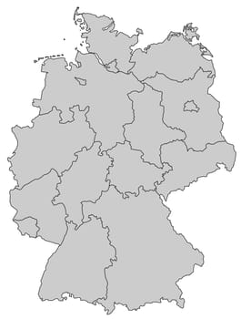 Map of Germany - Federal States grey