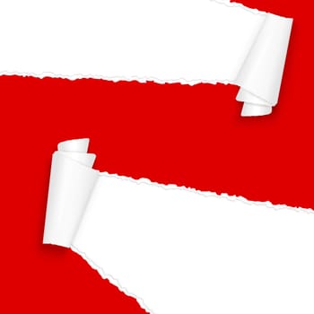 vector of ripped open paper colored red
