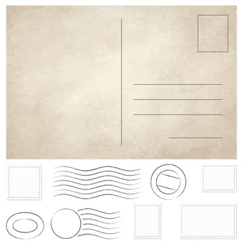 vector of old vintage postcard,stamps and postmarks