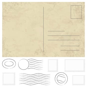 vector of old vintage postcard,stamps and postmarks