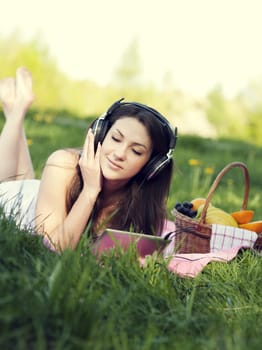 Young woman listening to music