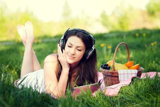 Young woman listening to music