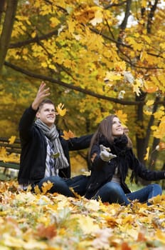 Young couple enjoying autumn
