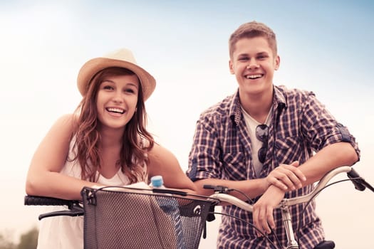 Beautiful couple with bikes