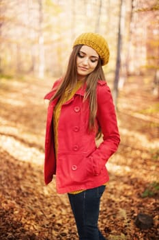 Portrait of beautiful autumn woman