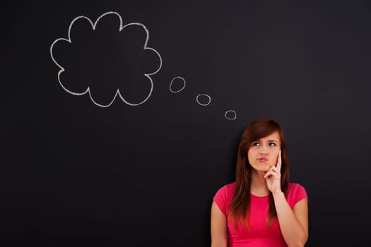 Woman with thought bubble
