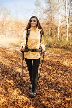 Attractive young woman hiking