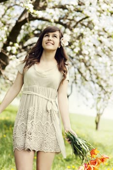 Portrait of elegant beautiful girl outdoors