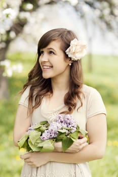 Portrait of elegant beautiful girl outdoors