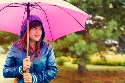 Walking through rain