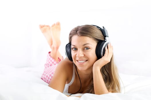 Listening music on bed