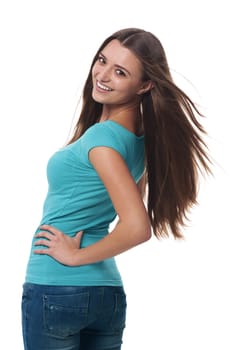 Portrait of beautiful and smiling young woman