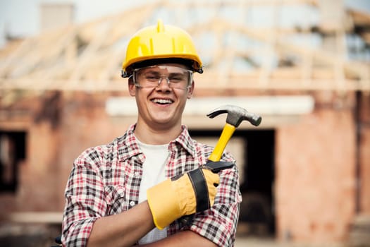 Construction worker with hammer