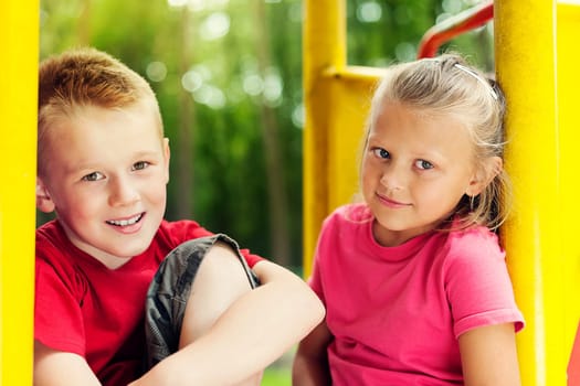 Friends resting on playground