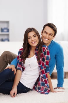 Loving couple in living room