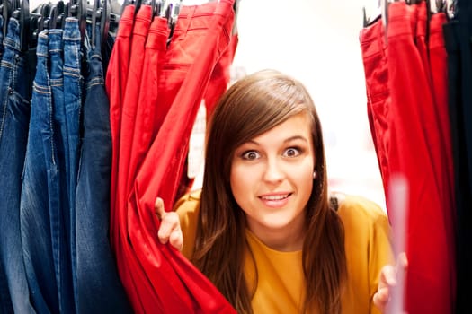 Hide and seek at clothing store