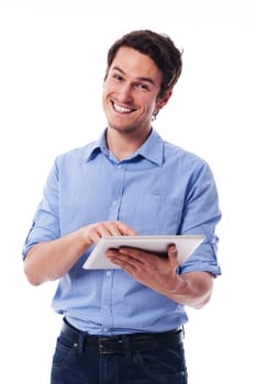 Handsome man using a digital tablet