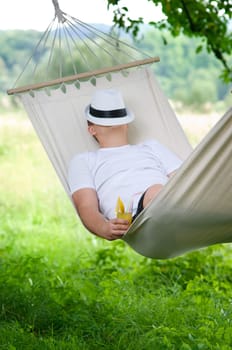Sleeping on hammock