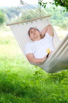 Sleeping on hammock