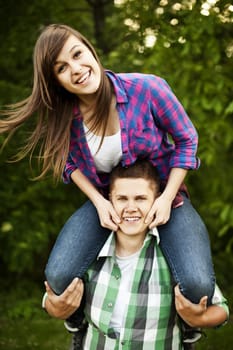 Young couple in forest