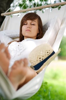 Sleeping on hammock