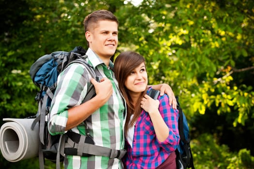 Young couple in forest