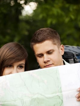 Couple looking at map