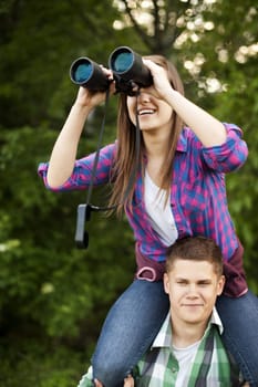 Young couple in forest