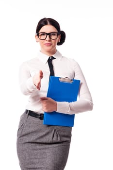 Businesswoman giving hand for handshake