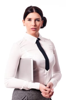 Portrait of beautiful businesswoman with digital tablet