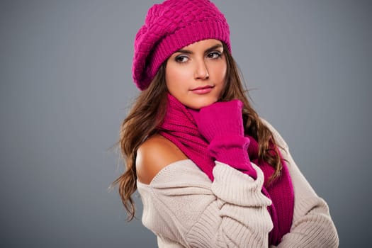 Portrait of fashionable woman in winter season