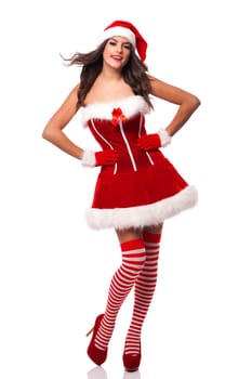 Beautiful and smiling santa claus woman