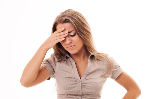 Woman with bad headache