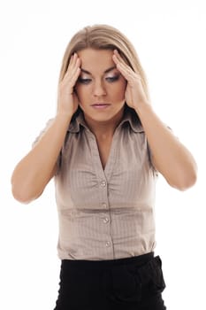Young attractive woman with an awful migraine