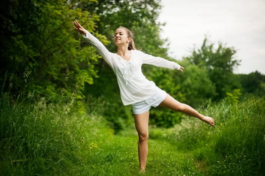 Practising yoga