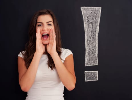 Young woman shouting out