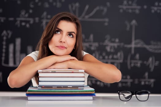 Dreaming female student portrait