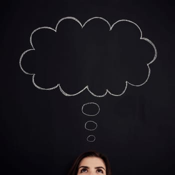 Woman with thought bubbles