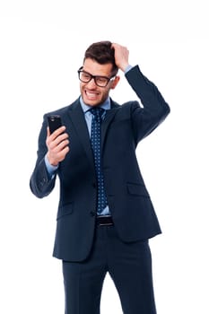 Businessman reading a very bad news