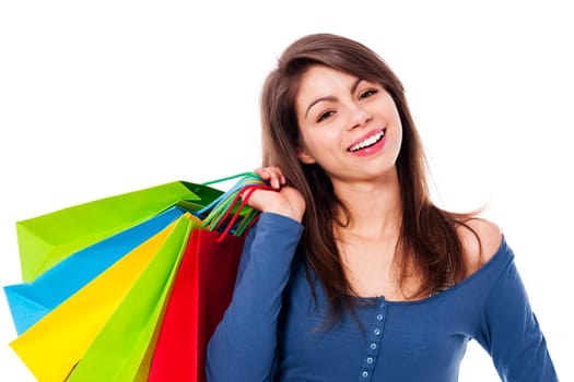 Happy female with shopping bag
