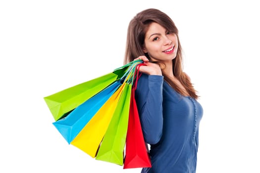 Young beautiful female with shopping bag