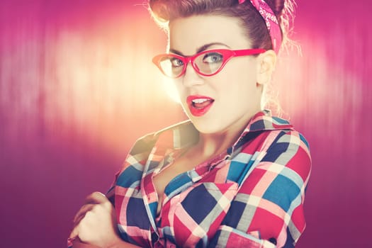 Sexy pin up girl with glasses