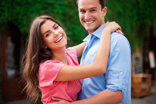 Young couple having a great time together