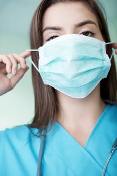 Young doctor wearing a mask